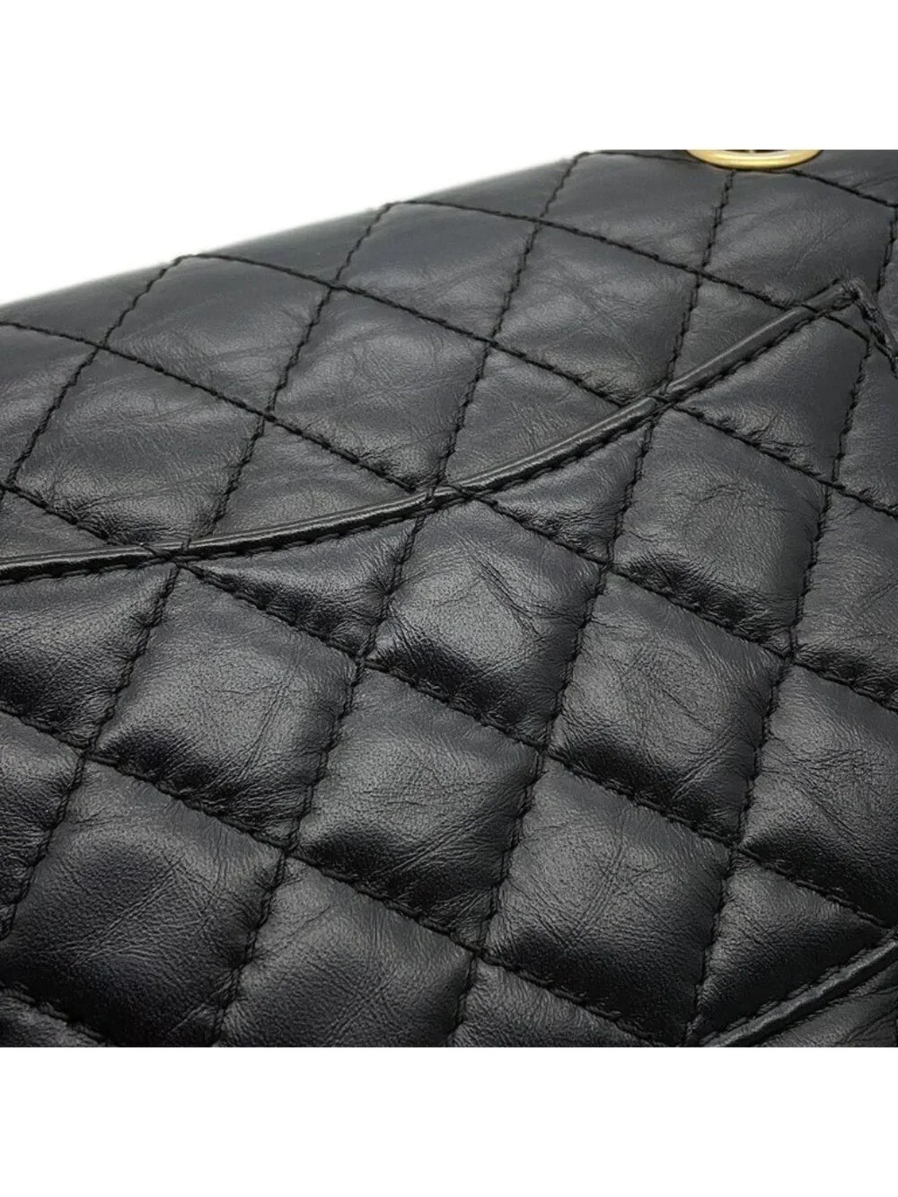 Chanel Chain Shoulder Bag Quilted 2.55 Mini Aged Calf Leather Black